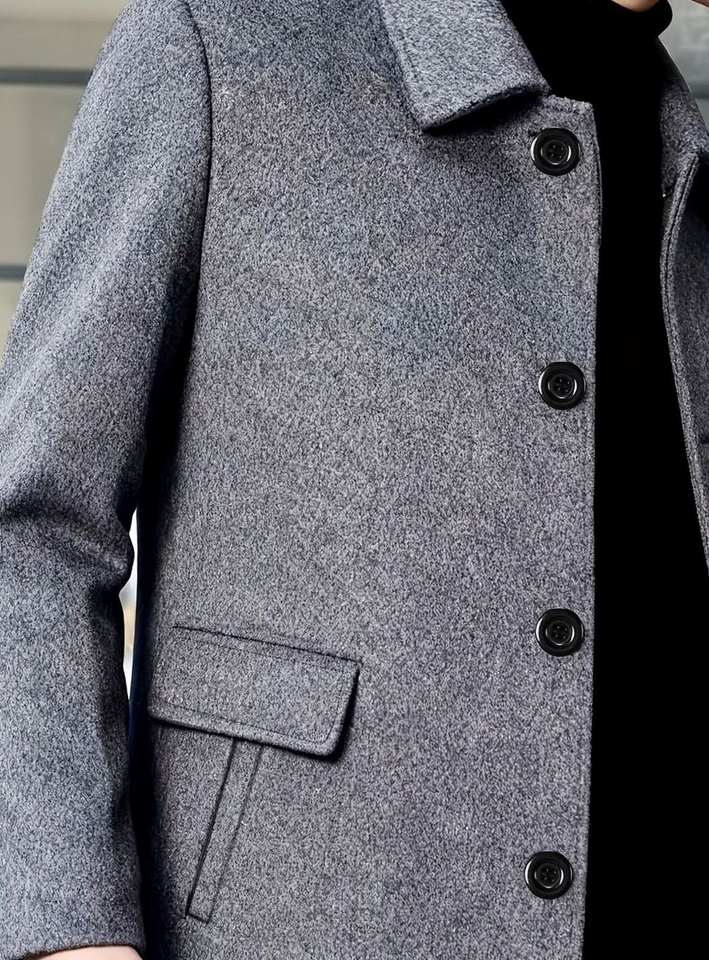 WISEMERE™ | Single-Breasted Wool Overcoat with Classic Collar