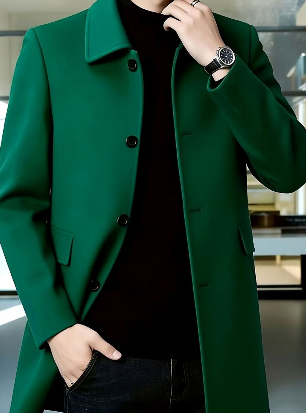 WISEMERE™ | Single-Breasted Wool Overcoat with Classic Collar