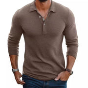 WISEMERE™ | Slim-Fit Satin-Finish Long-Sleeve Polo Shirt