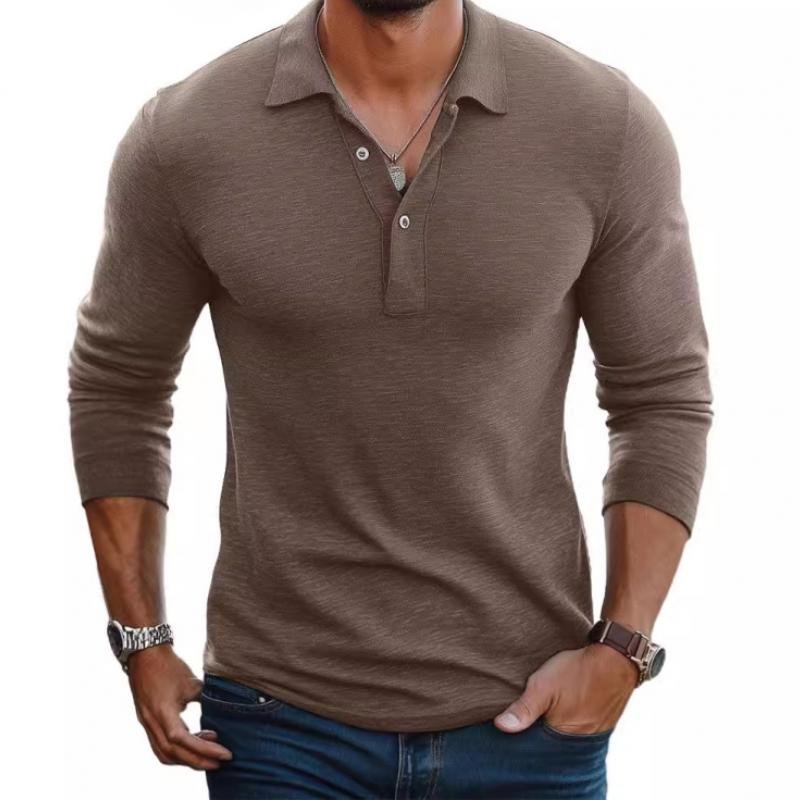 WISEMERE™ | Slim-Fit Satin-Finish Long-Sleeve Polo Shirt