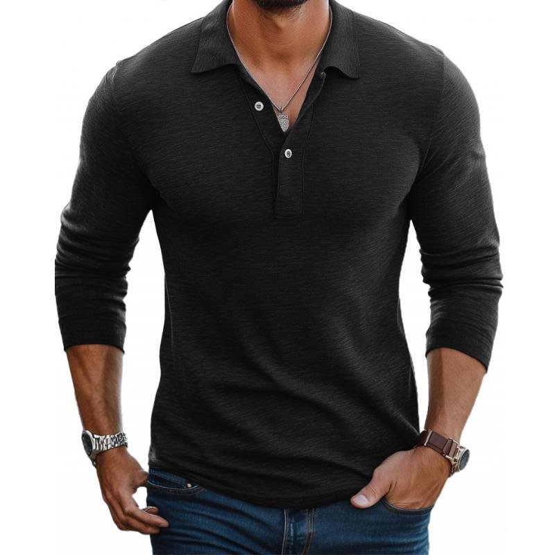 WISEMERE™ | Slim-Fit Satin-Finish Long-Sleeve Polo Shirt