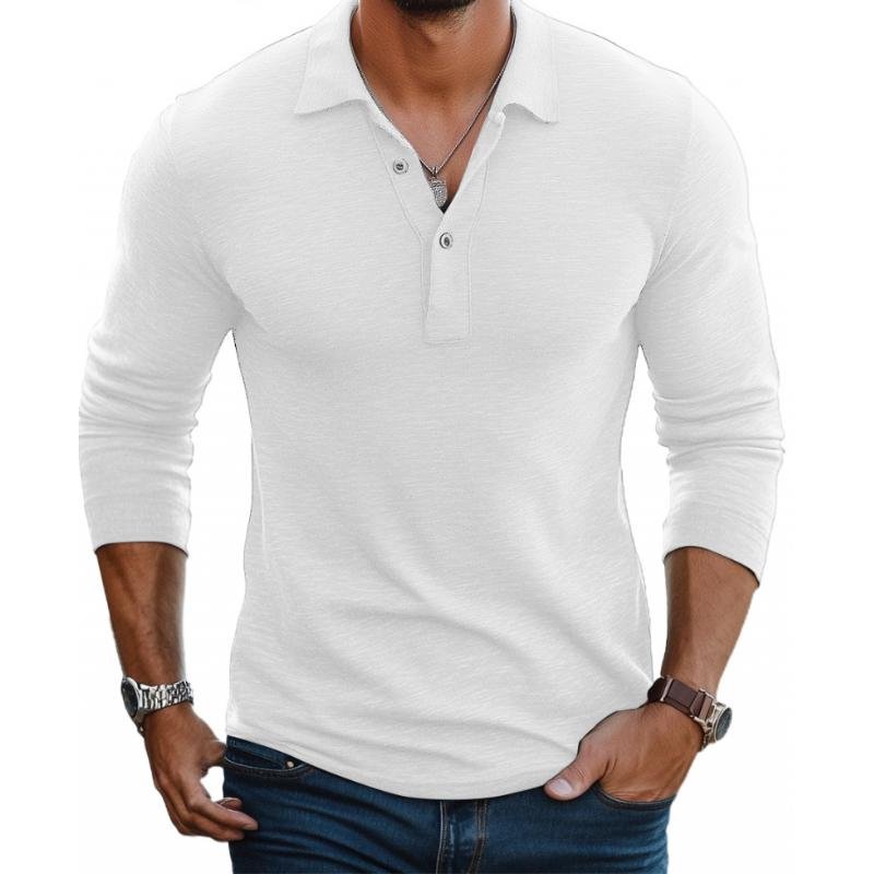 WISEMERE™ | Slim-Fit Satin-Finish Long-Sleeve Polo Shirt