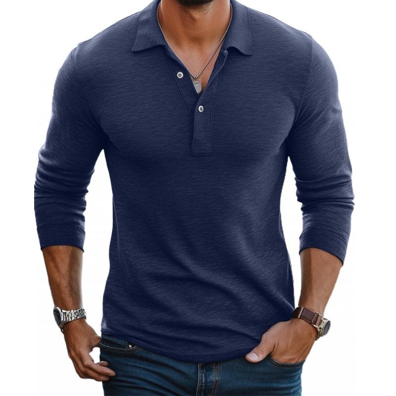 WISEMERE™ | Slim-Fit Satin-Finish Long-Sleeve Polo Shirt