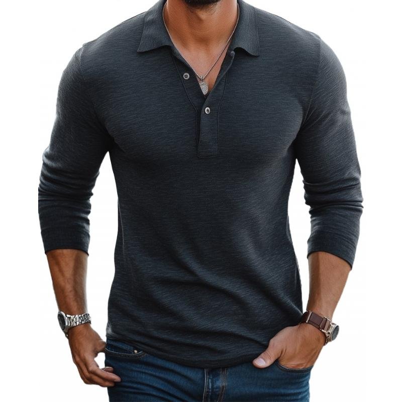 WISEMERE™ | Slim-Fit Satin-Finish Long-Sleeve Polo Shirt
