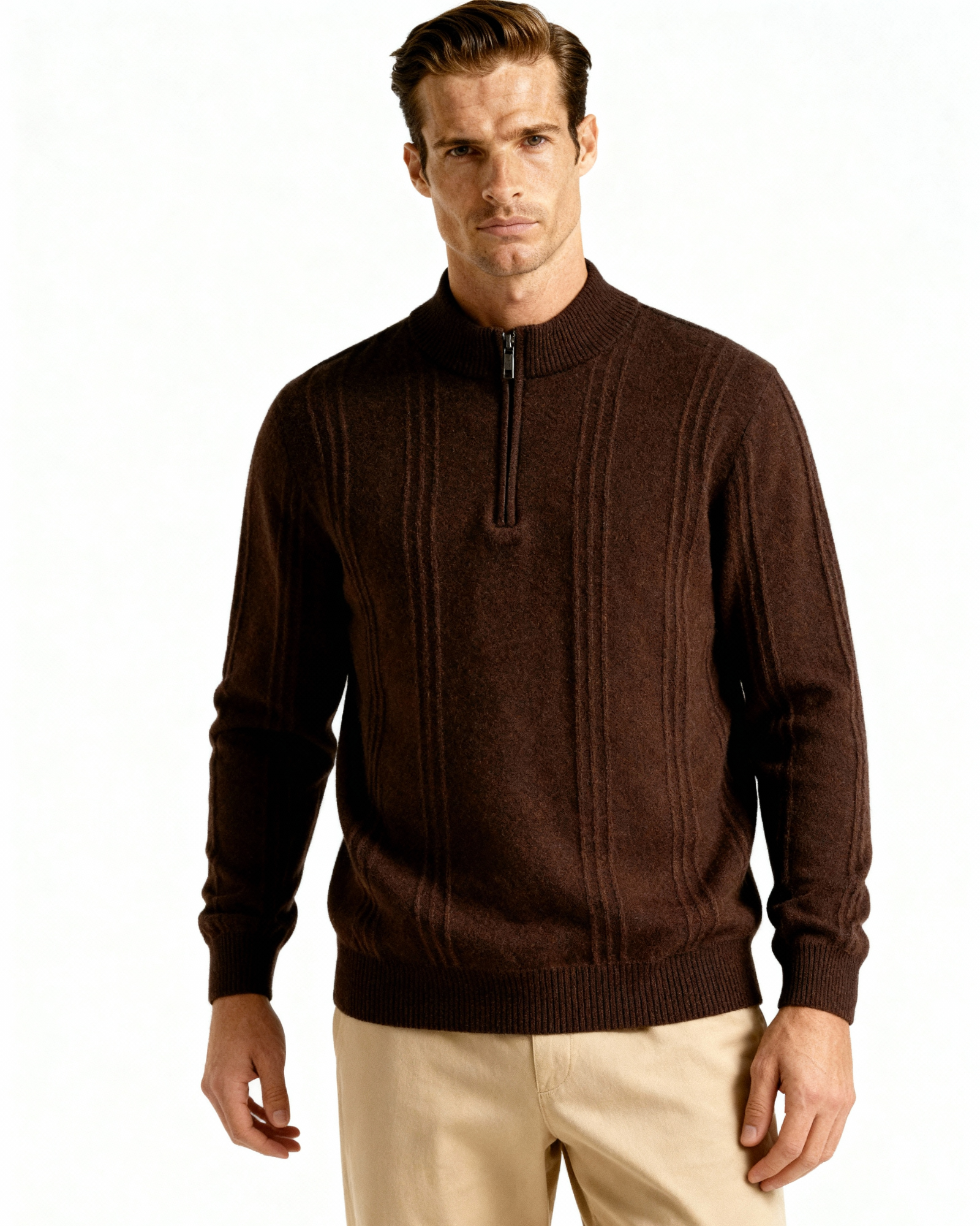 WISEMERE | CASHMERE RIBBED HALF ZIP