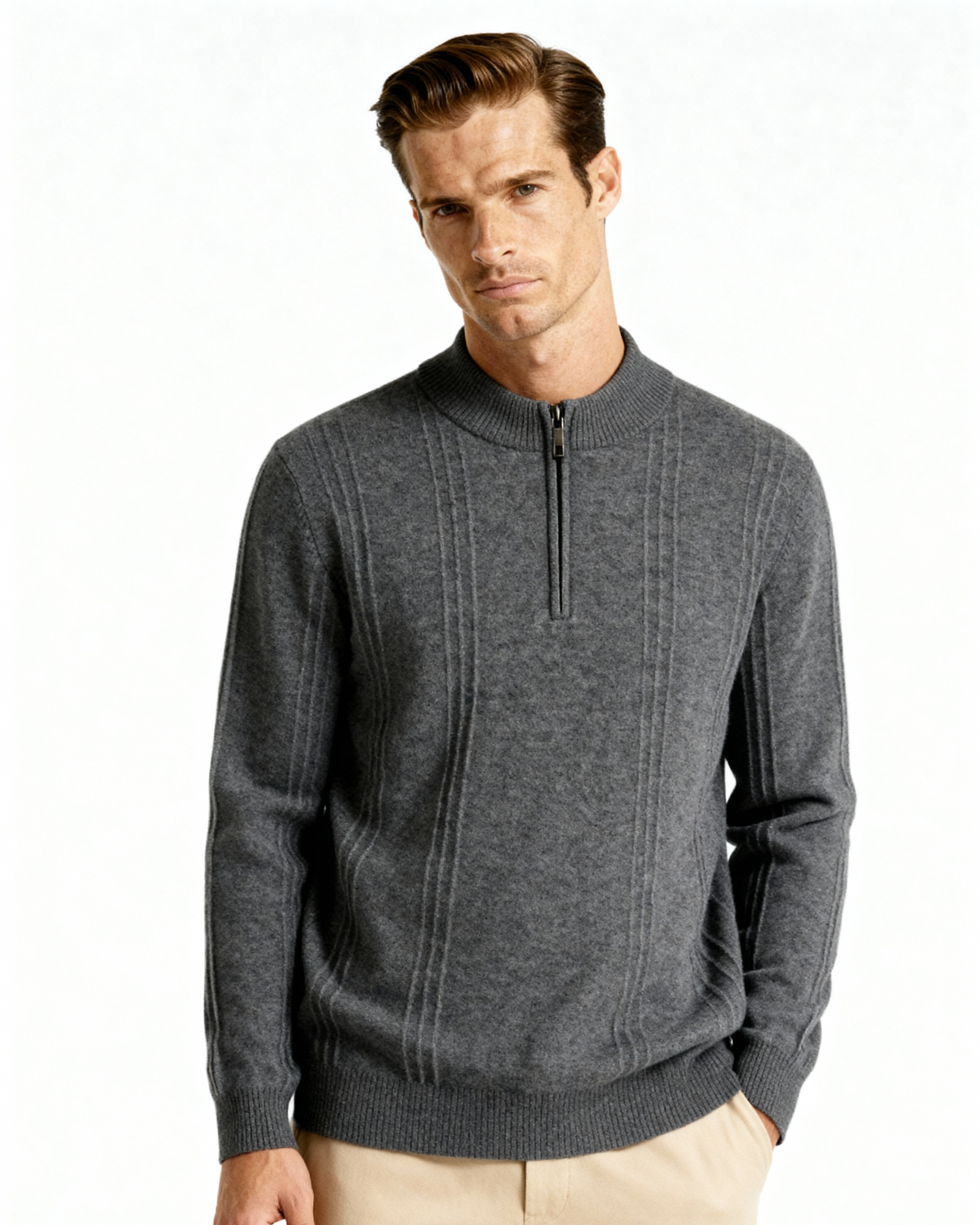 WISEMERE | CASHMERE RIBBED HALF ZIP