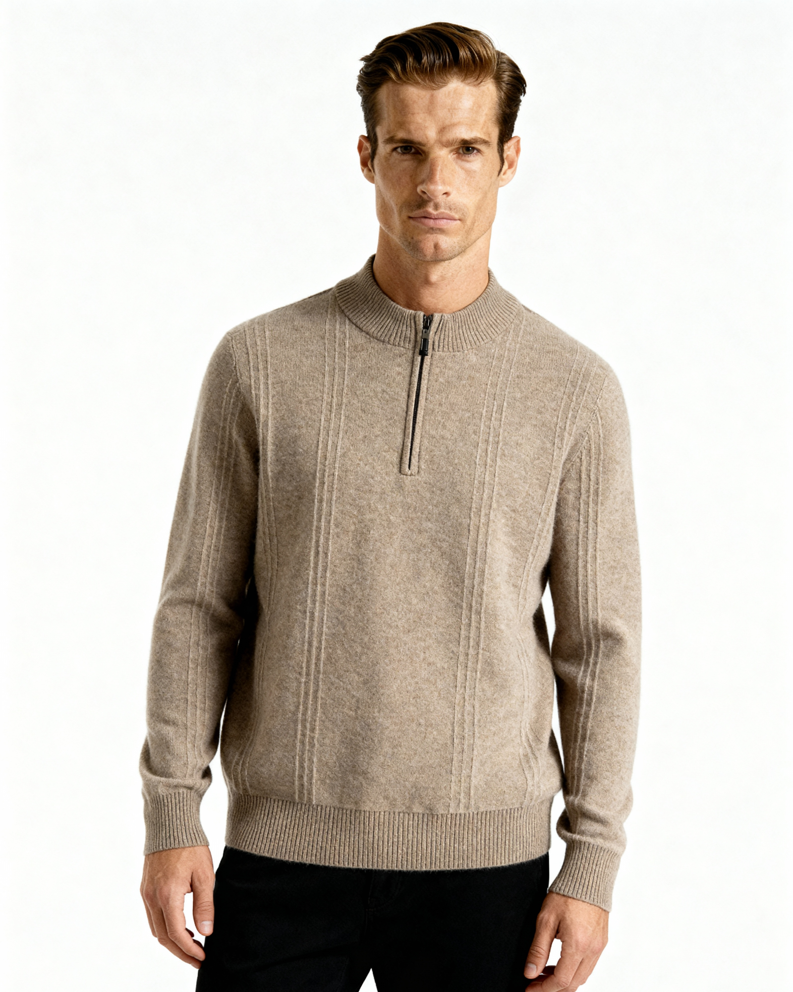 WISEMERE | CASHMERE RIBBED HALF ZIP