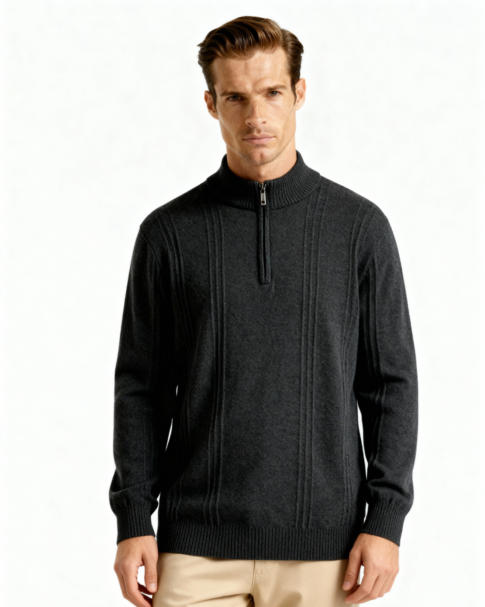 WISEMERE | CASHMERE RIBBED HALF ZIP