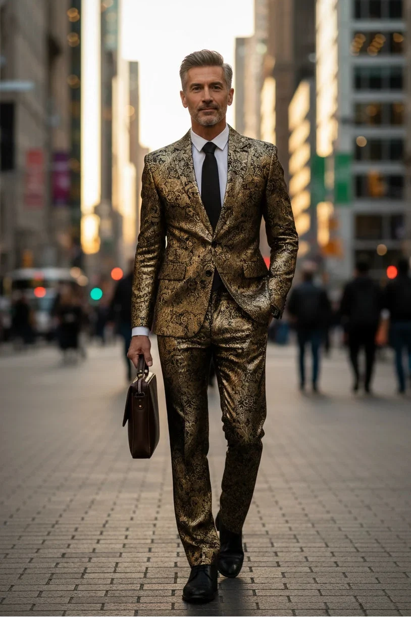 WISEMERE™ | Men’s Gold Evening & Gala-Ready 2-Piece Suit