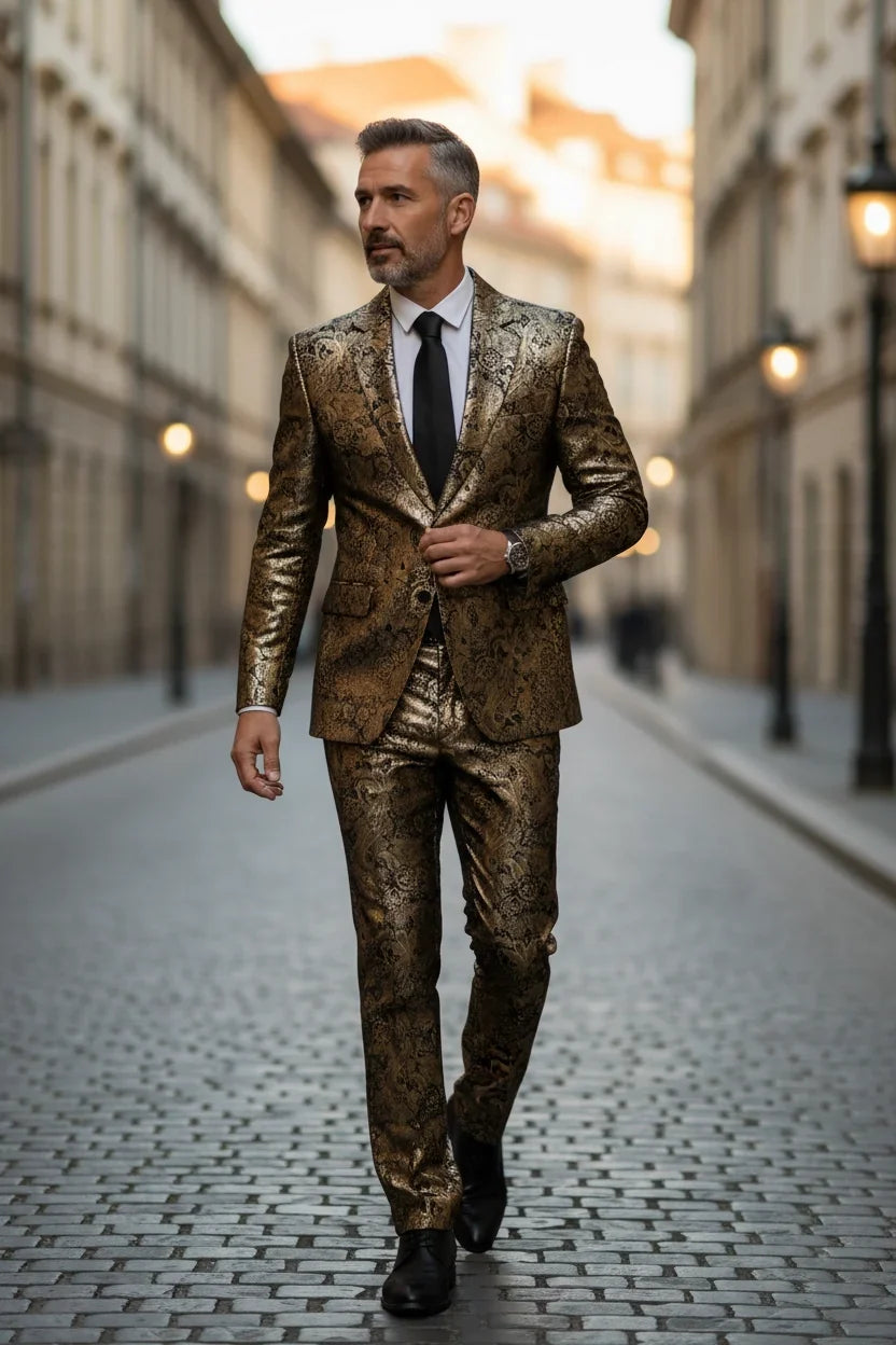 WISEMERE™ | Men’s Gold Evening & Gala-Ready 2-Piece Suit