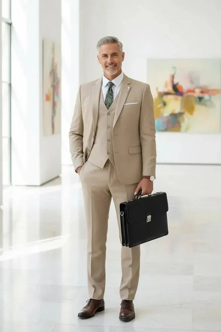 WISEMERE™ | Men's Valentino Modern-Fit 3-Piece Suit