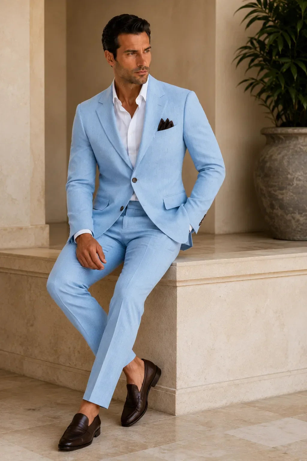 WISEMERE™ | Men's Refined Linen 2-Piece Suit for Spring Weddings