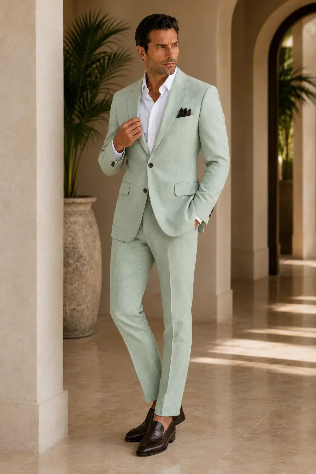 WISEMERE™ | Men's Refined Linen 2-Piece Suit for Spring Weddings
