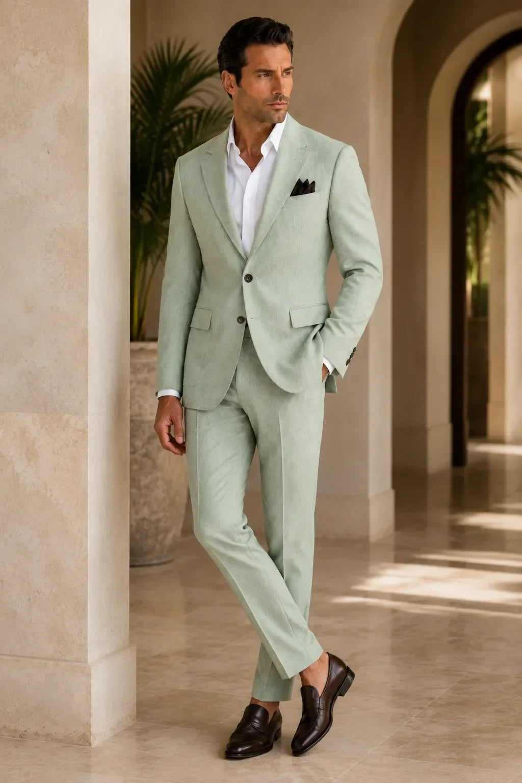 WISEMERE™ | Men's Refined Linen 2-Piece Suit for Spring Weddings