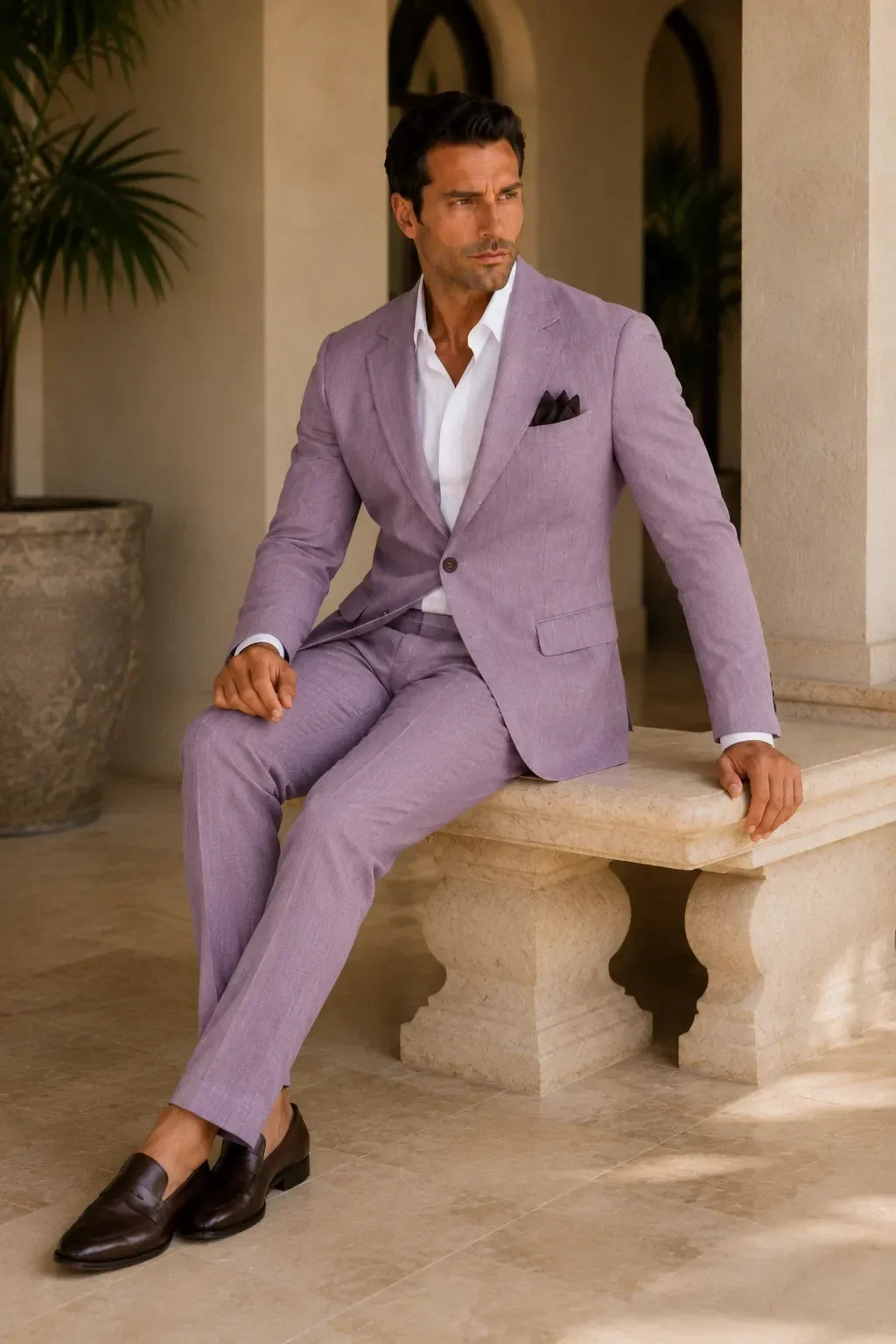 WISEMERE™ | Men's Refined Linen 2-Piece Suit for Spring Weddings