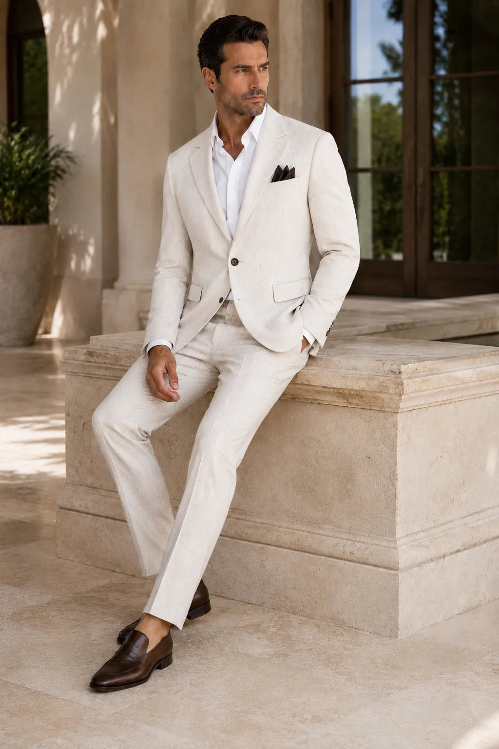 WISEMERE™ | Men's Refined Linen 2-Piece Suit for Spring Weddings