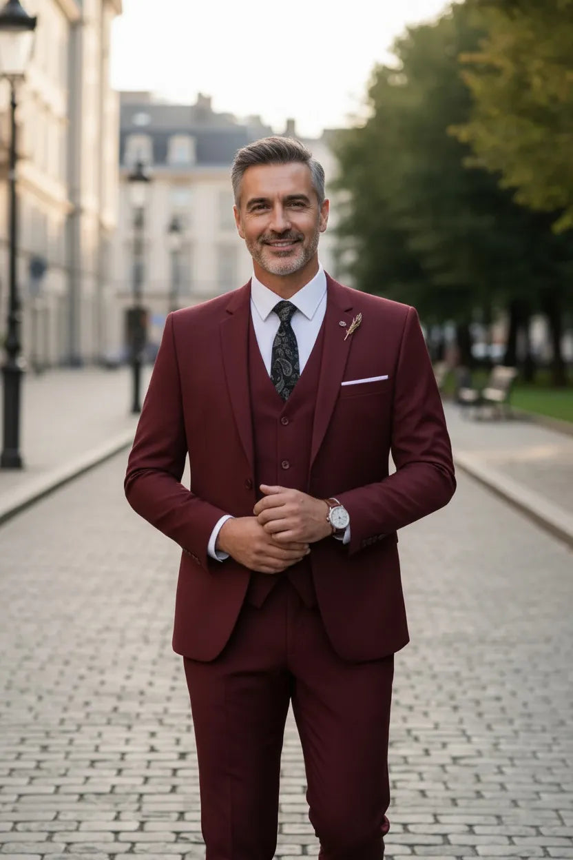 WISEMERE™ | Men's Valentino Modern-Fit 3-Piece Suit