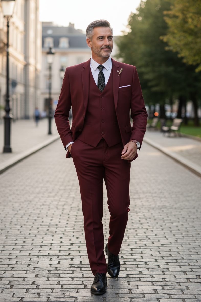 WISEMERE™ | Men's Valentino Modern-Fit 3-Piece Suit