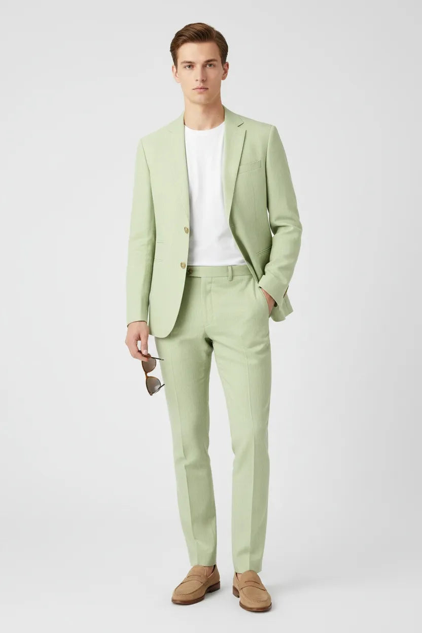 WISEMERE™ | Men's Classic Light Green 2-Piece Suit