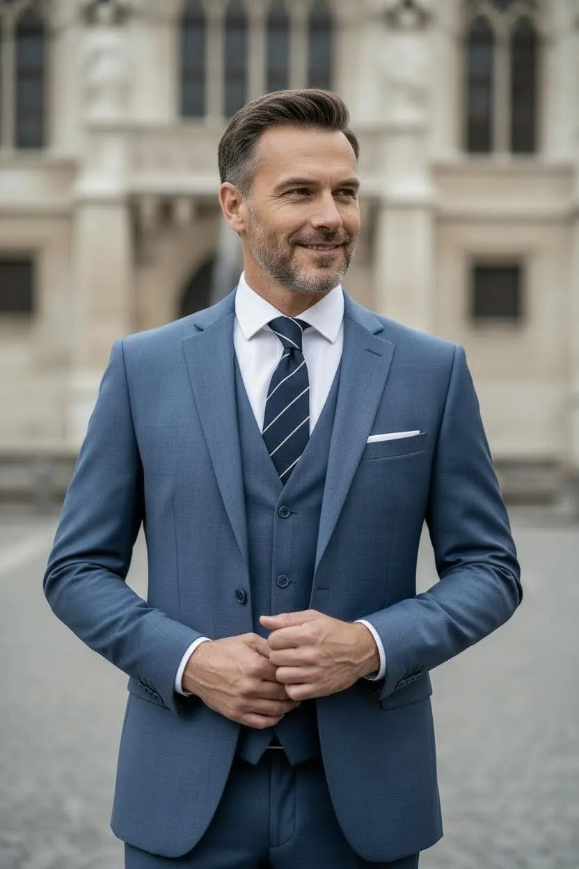 WISEMERE™ | Men's Valentino Modern-Fit 3-Piece Suit
