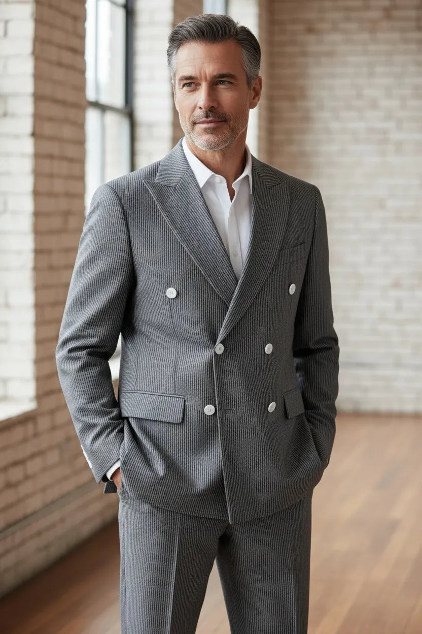 WISEMERE™ | Men's Summer Double-Breasted Seersucker Two-Piece Suit