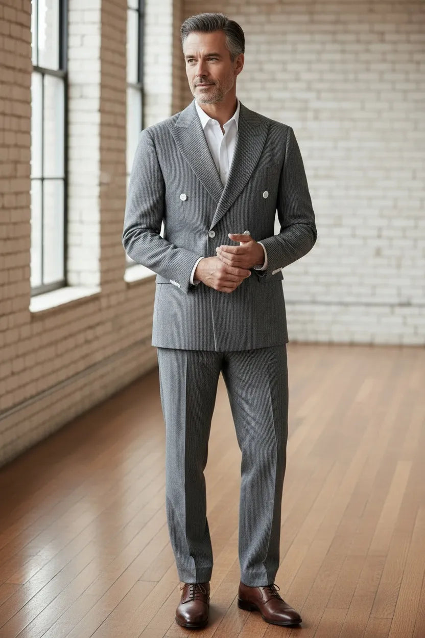 WISEMERE™ | Men's Summer Double-Breasted Seersucker Two-Piece Suit