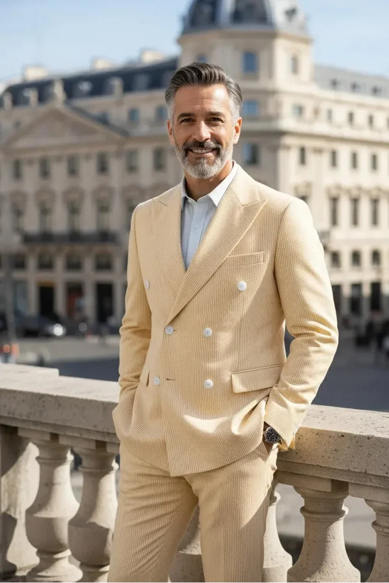 WISEMERE™ | Men's Summer Double-Breasted Seersucker Two-Piece Suit