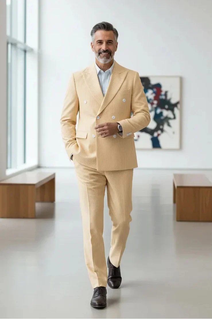 WISEMERE™ | Men's Summer Double-Breasted Seersucker Two-Piece Suit