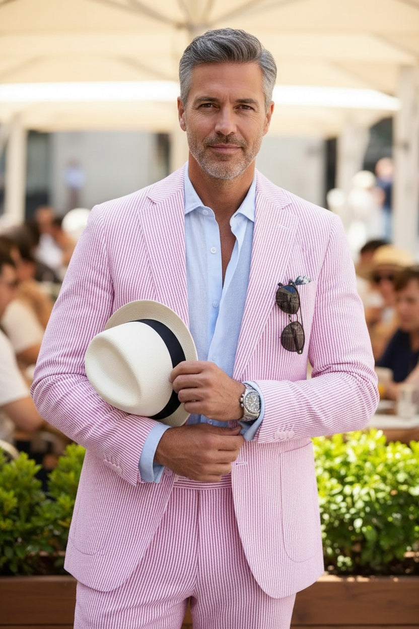 WISEMERE™ | Men's Modern Fit Seersucker 2-Piece Suit