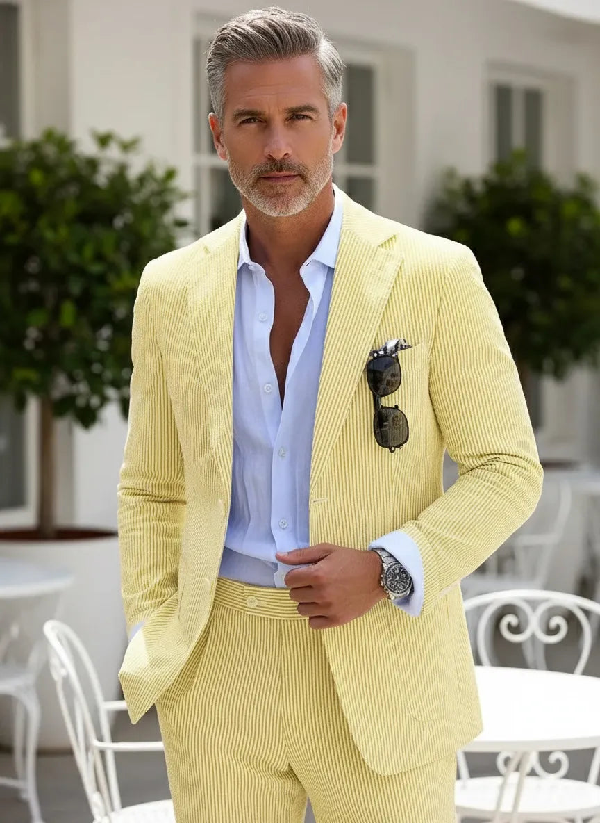 WISEMERE™ | Men's Modern Fit Seersucker 2-Piece Suit