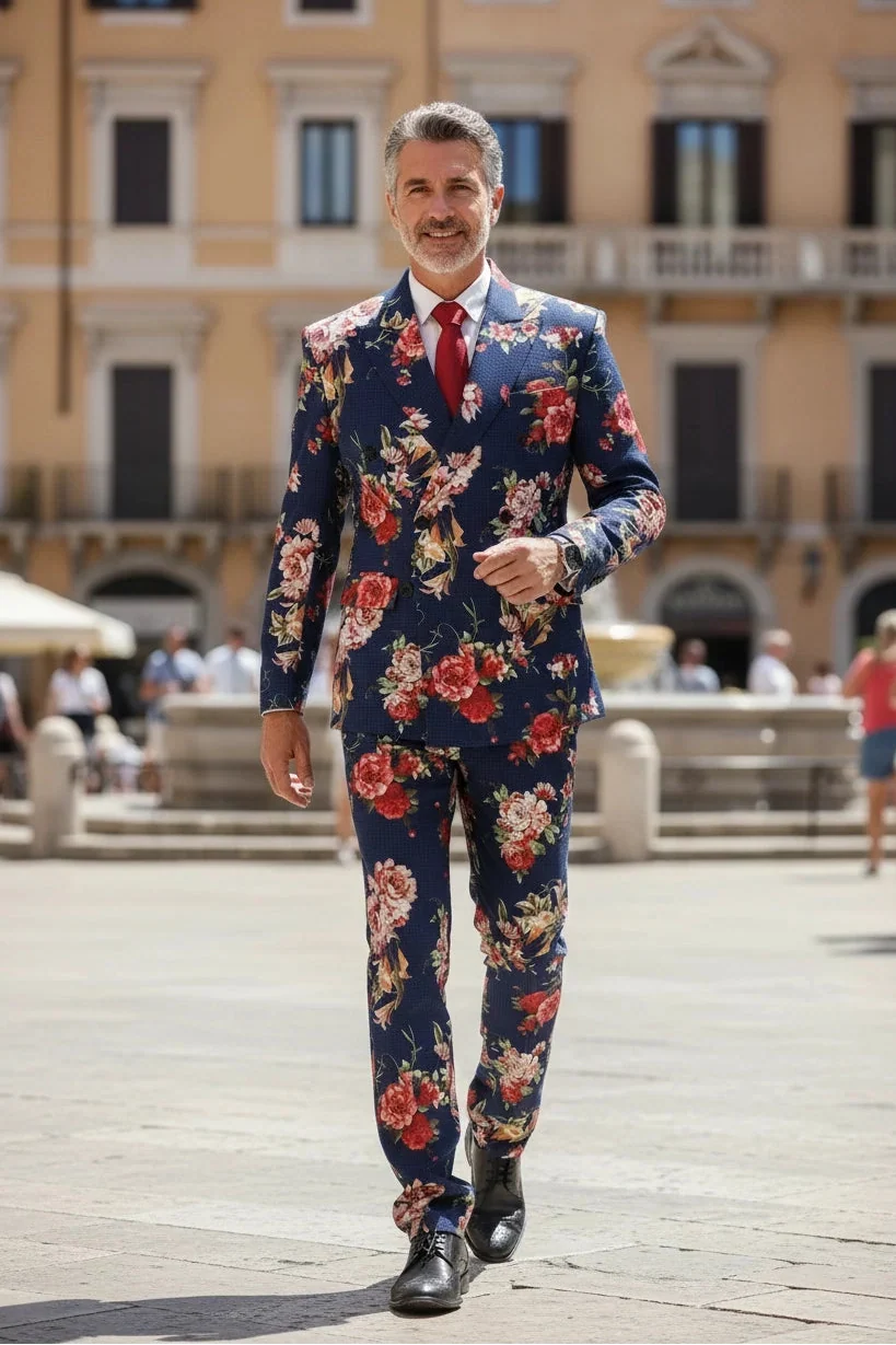 WISEMERE™ | Men's Bold Bloom Floral 2-Piece Suit