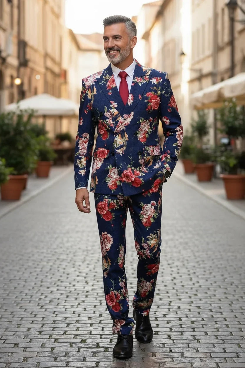 WISEMERE™ | Men's Bold Bloom Floral 2-Piece Suit