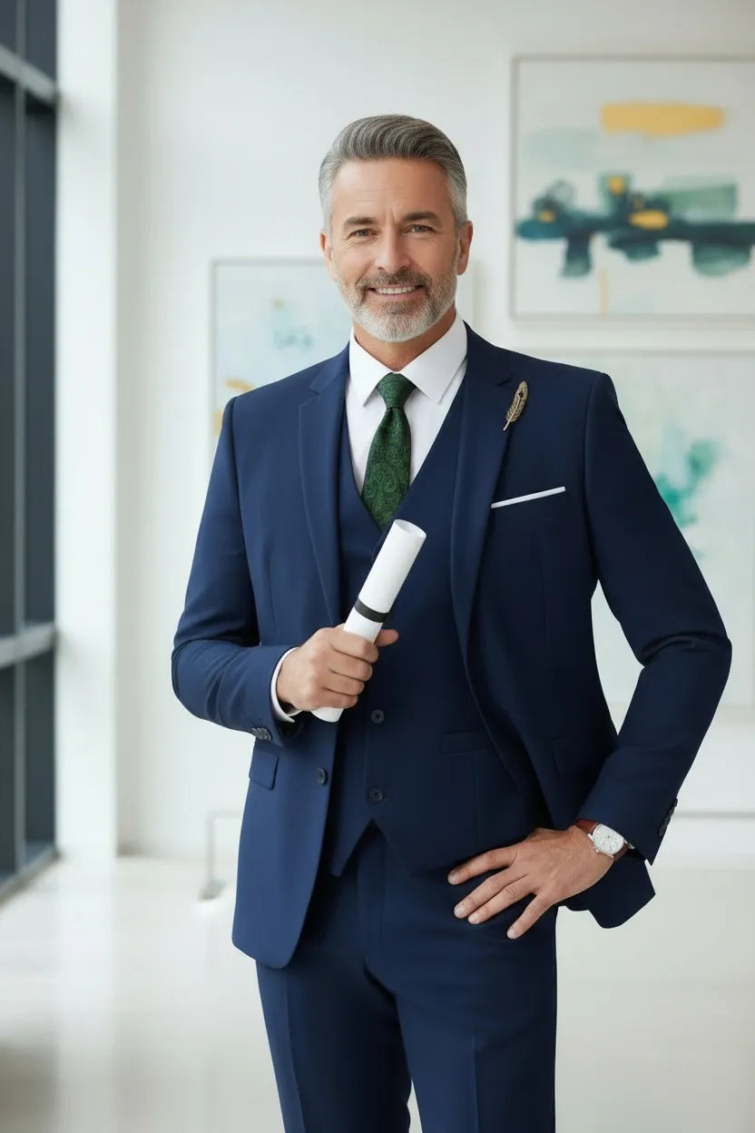 WISEMERE™ | Men's Valentino Modern-Fit 3-Piece Suit