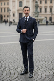 WISEMERE™ | Men's Classic Pinstripe Double-Breasted 3-Piece Suit