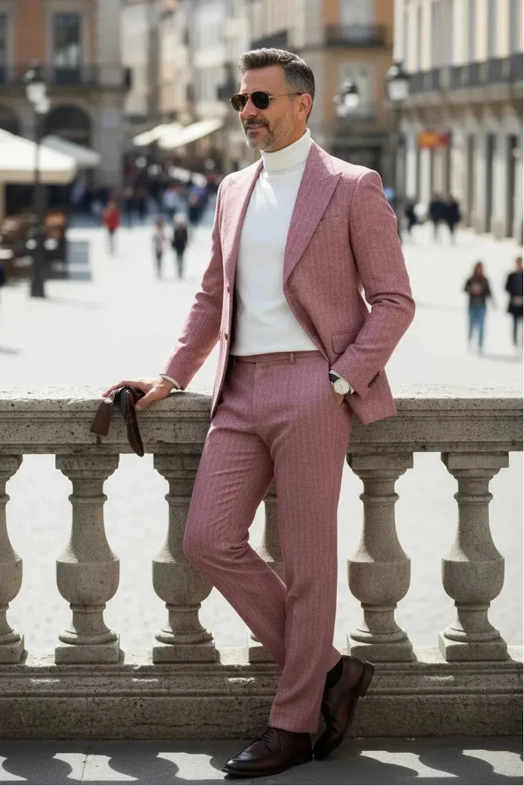 WISEMERE™ | Men's Elegant Herringbone 2-Piece Suit