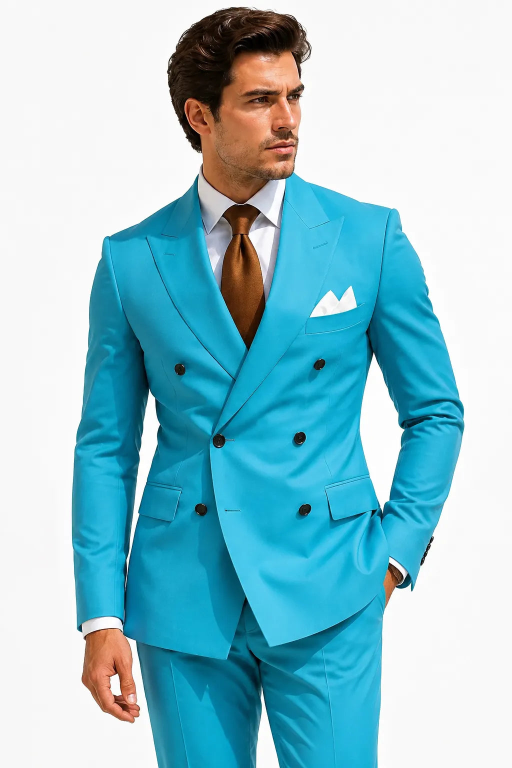 WISEMERE™ | Men's Peak Lapel Double-Breasted 2-Piece Suit