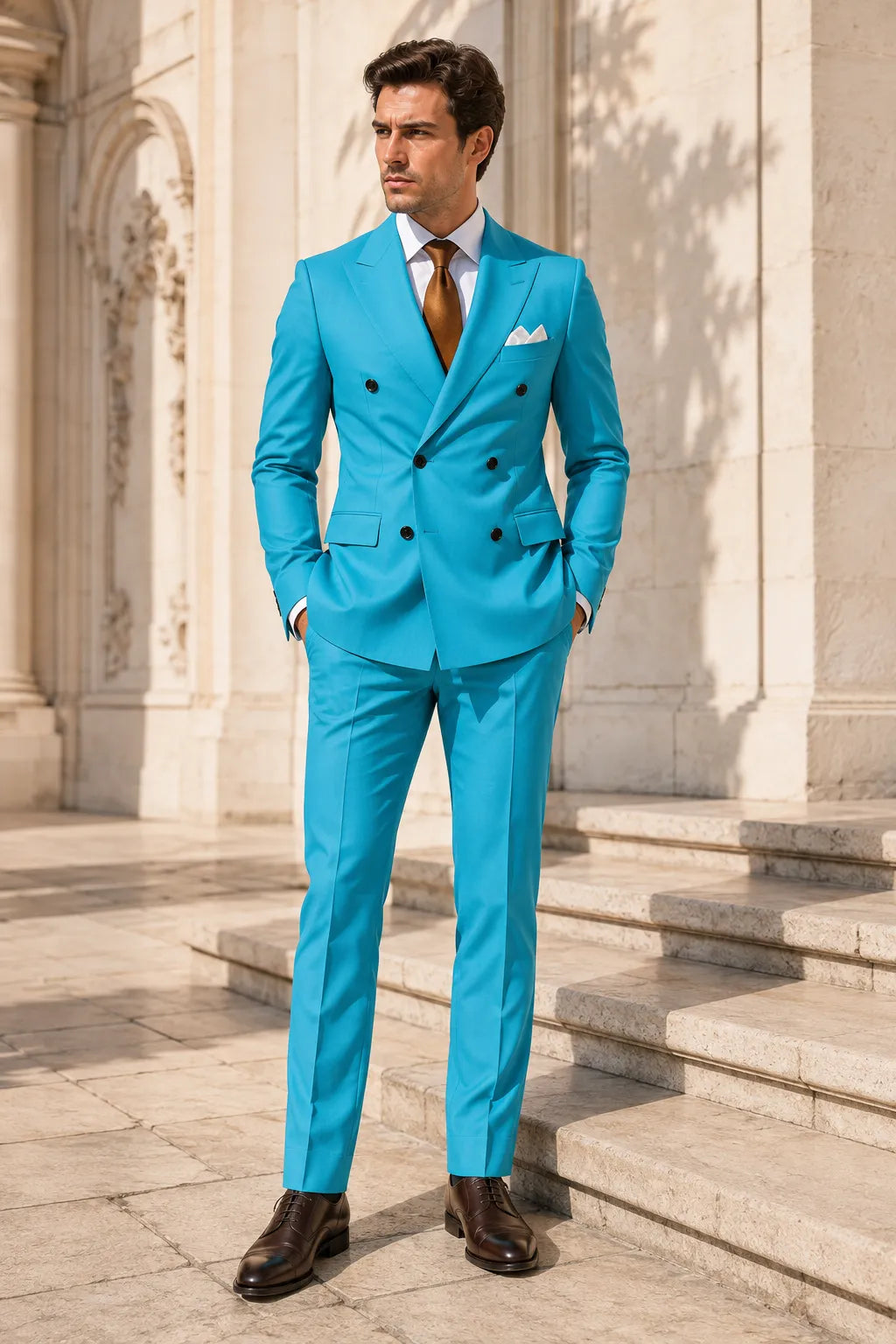 WISEMERE™ | Men's Peak Lapel Double-Breasted 2-Piece Suit