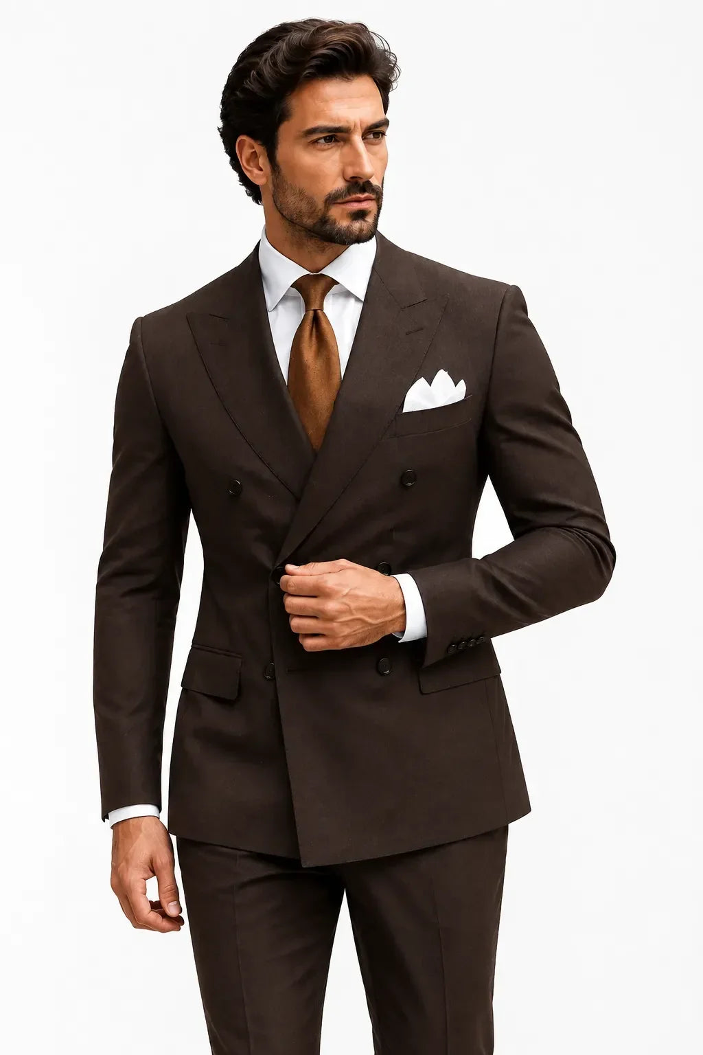 WISEMERE™ | Men's Peak Lapel Double-Breasted 2-Piece Suit