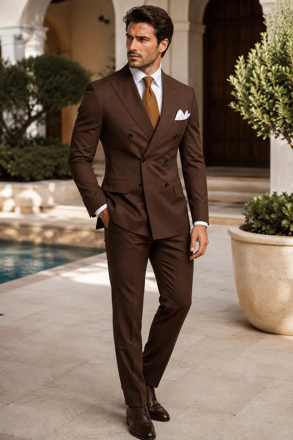 WISEMERE™ | Men's Peak Lapel Double-Breasted 2-Piece Suit
