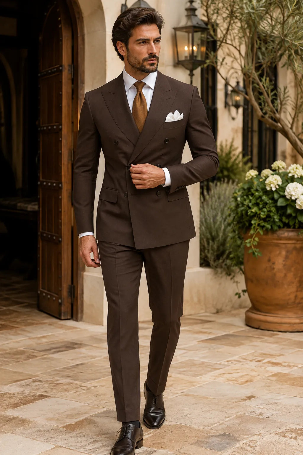 WISEMERE™ | Men's Peak Lapel Double-Breasted 2-Piece Suit